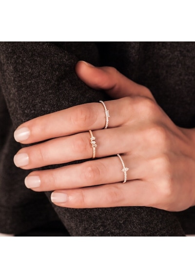 Ariş Rose Gold Altın Baget Tria Yüzük