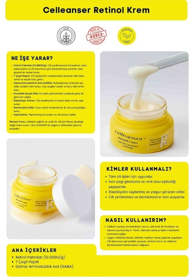 7 Çeşit Peptit & Retinil Palmitat İçeren Ve Aydınlatıcı Retinol Krem 7 Çeşit Peptit & Retinil Palmitat İçeren Ve Aydınlatıcı Retinol Krem