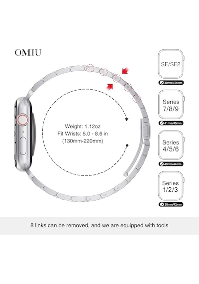 Apple Watch Band Uyumlu 38mm/40mm/41mm/iwatch Seri 10& 11 42mm /çelik Ayarlanabilir Kordon