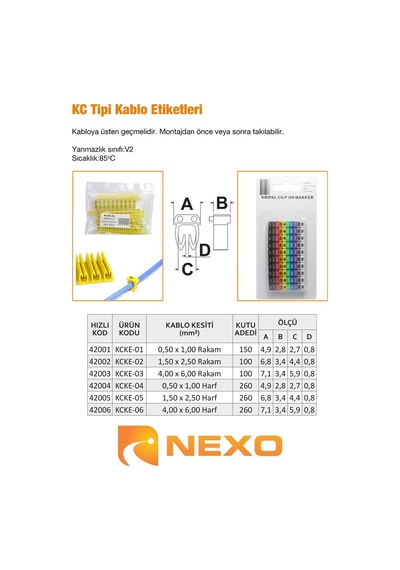 Nexo Kc Tip Kablo Tanımlama Etiketi(Kutu)