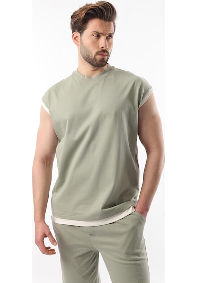 Madmext Mint Yeşili Sıfır Kol Erkek Şort T-shirt Takım E7308 Mint Yeşili Mint