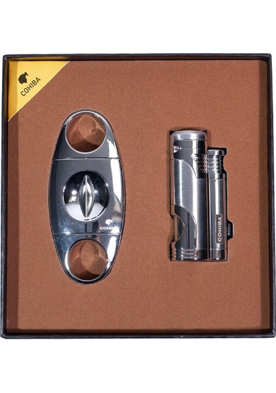 Cohiba Çakmak Kesici İkili Gümüş Puro Seti - Tr9107