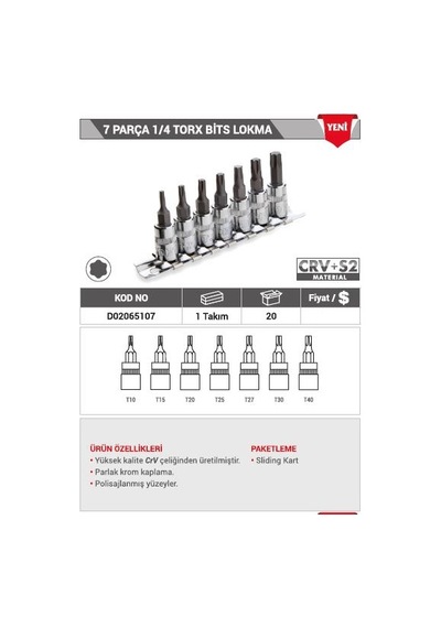 Dht 7 Parça 1/4 Torx Bits Lokma