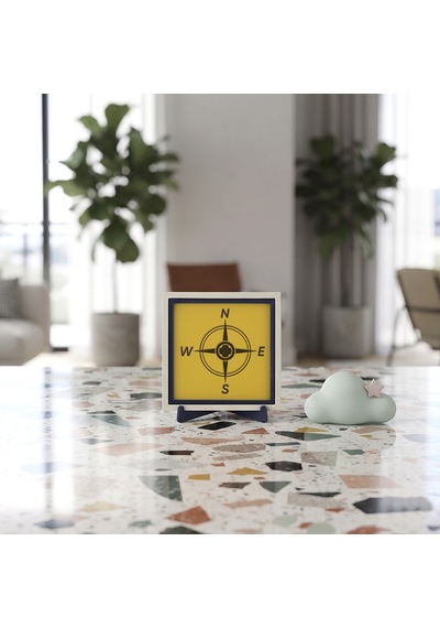 Minimalist Pusula Simgeli Dekoratif Obje, Yaşam Alanınıza Enerji Katan Tasarım 10x10 Cm