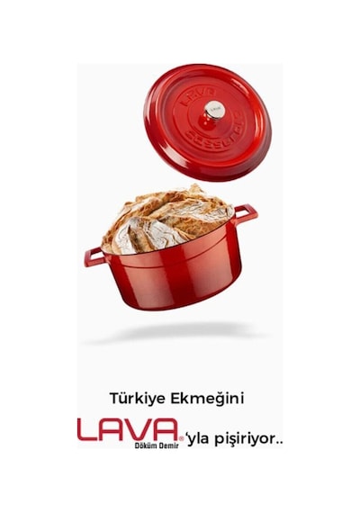 Finalonline Ikili Döküm Seti 20 Cm Sahan+22 Cm Tencere Tava+tencere Kırmızı
