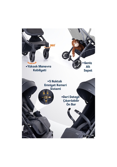 Prego Lotus Pro Kabin Boy Bebek Arabası - Tek Elle Katlanır -Hafif -UV Tenteli - Yağmurluk-Ayak Örtüsü-Kılıf