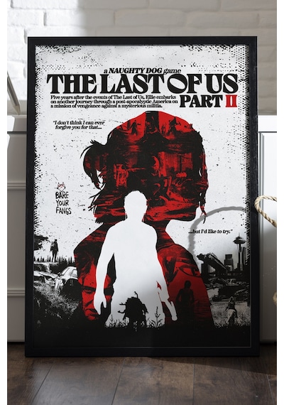 The Last Of Us Part Iı Siyah Ahşap Çerçeveli Poster, Dekoratif Oyun Duvar Tablosu