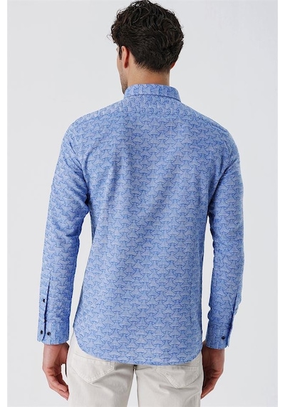 İmza Mavi Kısalabilir Kollu Desenli Jakarlıcepsiz %100 Pamuk Casual Slim Fit Gömlek 1004230181-mavi Mavi İmza Mavi Kısalabilir Kollu Desenli Jakarlıcepsiz %100 Pamuk Casual Slim Fit Gömlek 1004230181-mavi Mavi