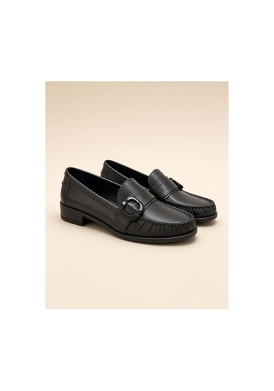 37brandshoes Siyah Deri Tokalı Mokasen Siyah Siyah