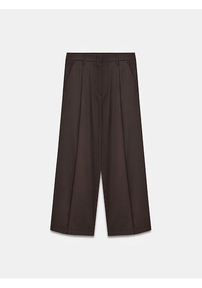 Dilvin 72657 Pileli Geniş Paça Pantolon-kahve