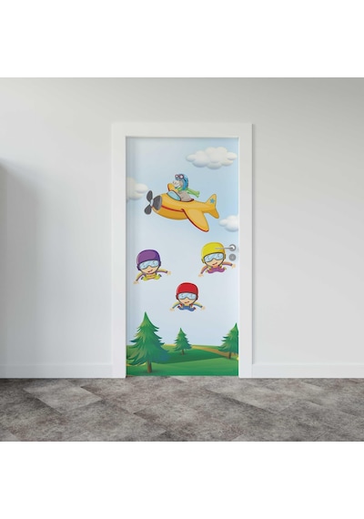 Kapı Giydirme Kapı Sticker Folyosu Uçak Çiçekler