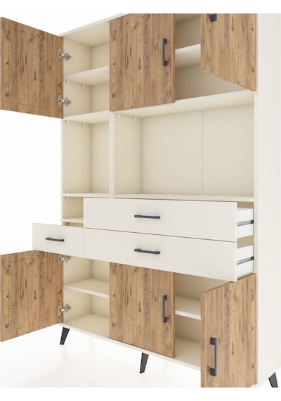 Arges Dolap 9 Raflı 3 Çekmeceli 6 Kapaklı 132x30x195 Aytaşı-ç... Aytaşı