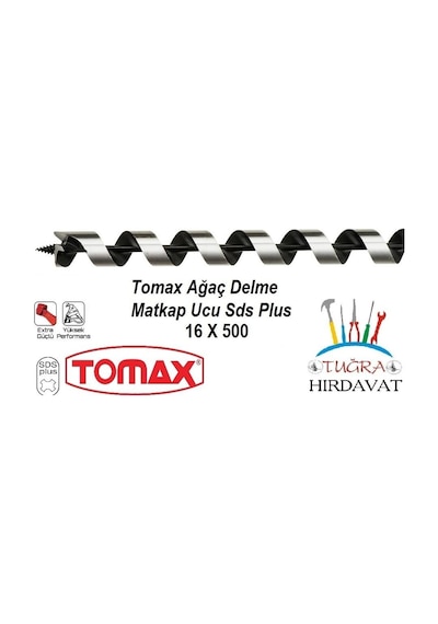Tomax Sds Plus Ağaç Delme Ahşap Delme Matkap Ucu 16x500