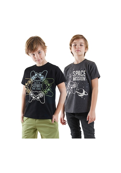 Denokids Start Game Erkek Çocuk 2'li T-shirt Takım Renkli Çok Renkli