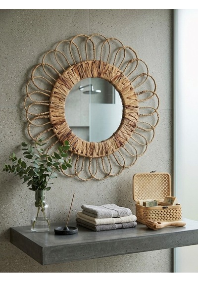 Hbs Art Design Doğal Hasır Örme Yuvarlak Duvar Aynası - Çiçek Motifli Boho Dekoratif Ayna Dış Çap: 55 Cm Açık Kahverengi Hbs Art Design Doğal Hasır Örme Yuvarlak Duvar Aynası - Çiçek Motifli Boho Dekoratif Ayna Dış Çap: 55 Cm Açık Kahverengi