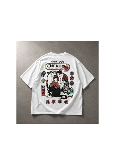 Yolo Street Oversize Beyaz Unisex Tişört %100 Pamuk Japon Kedi Dövme Baskılı Neko Vintage Grafik Beyaz1xa Yolo Street Oversize Beyaz Unisex Tişört %100 Pamuk Japon Kedi Dövme Baskılı Neko Vintage Grafik Beyaz1xa