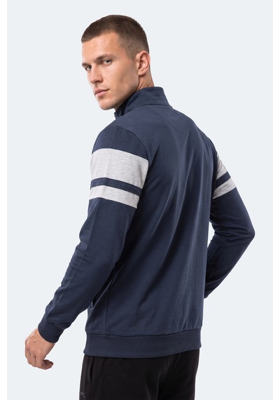 Slazenger Rıder Erkek Dik Yaka Fermuarlı Lacivert Sweatshırt