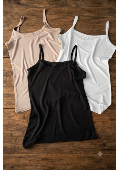 Demirsa Boutique Bambu Kumaş Kadın Atlet İnce Askılı Ten, Siyah Ve Beyaz Renk 3'lü Set Beyaz-ten-siyah Demirsa Boutique Bambu Kumaş Kadın Atlet İnce Askılı Ten, Siyah Ve Beyaz Renk 3'lü Set Beyaz-ten-siyah