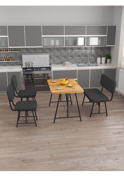 Hayat 70 X 110 Atlantik Mutfak Masası, Mutfak Masası Takımı, Yemek Masası, 2 Sandalye 1 Bench - Antrasit Antrasit Hayat 70 X 110 Atlantik Mutfak Masası, Mutfak Masası Takımı, Yemek Masası, 2 Sandalye 1 Bench - Antrasit Antrasit