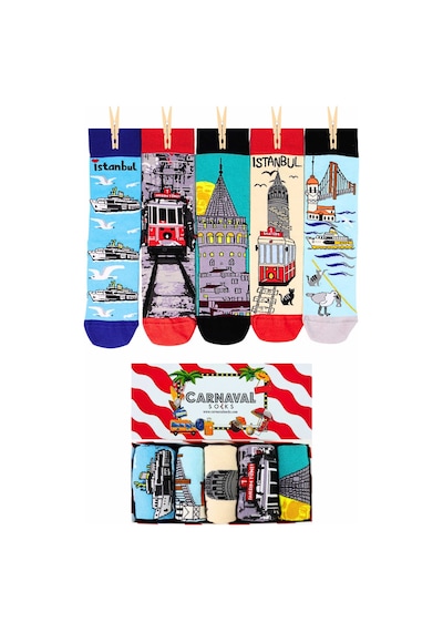 Carnaval Socks 5'li İstanbul Şehir Manzaralı Unisex Renkli Çorap Kutusu 2000386