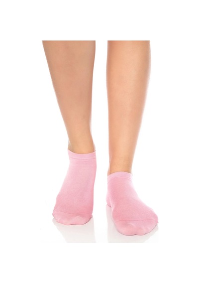 Saysez Bambu Kadın Patik Düz Pembe Çorap Dikişsiz Premium 3'lü Paket Renkli