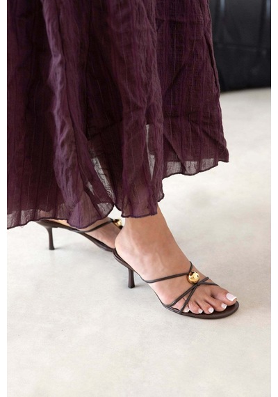 Wolk Shoes Aurora Kadın Topuklu Deri Sandalet Kahverengi