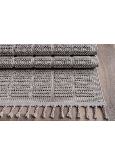 Bukle11880 Bej Yumuşak Dokulu Halı Kilim Salon Mutfak Koridor Kesme Yolluk Dokuma Makine Halısı Gri