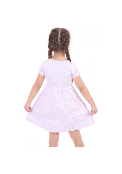 Toontoy Kız Çocuk Baskılı Elbise Açık Lila