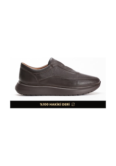 Fame Step Hakiki Deri Erkek Yürüyüş Ayakkabısı Casual Comfort Ayakkabı Günlük Rahat Taban Ortopedik Bağcıksız Ortopedik Ayakkabı Kahverengi Sneaker Genoa