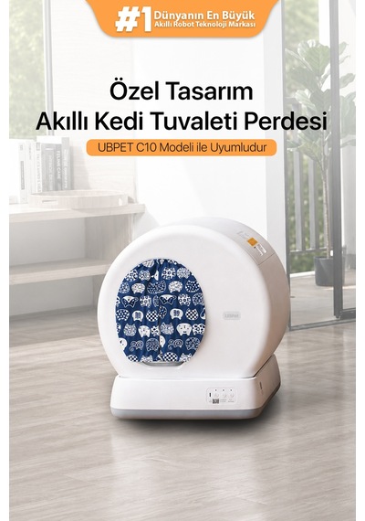 C10 Pro Uyumlu Kedi Tuvaleti Perdesi Kum Dağılım Önleyici Mıknatıslı Giriş, Premium Kumaş