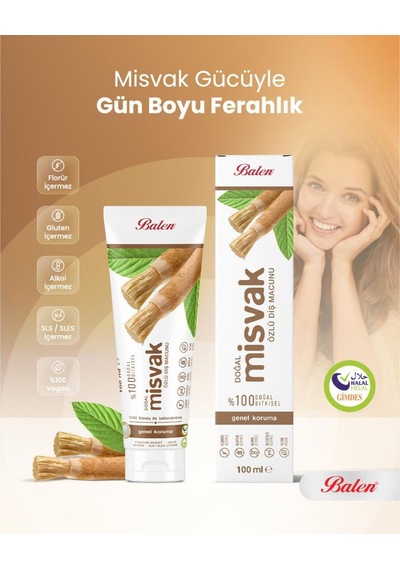 Balen Doğal Misvak Özlü Diş Macunu 100 Ml