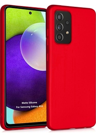 Samsung Uyumlu Galaxy A52 Arka Kapak Silikon Kılıf + Temperli Cam Ekran Koruyucu