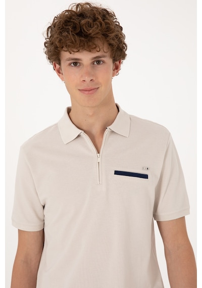 U.S. Polo Assn. Erkek Regular Fit Fermuarlı Taş Tişört 50306788-VR049 U.S. Polo Assn. Erkek Regular Fit Fermuarlı Taş Tişört 50306788-VR049