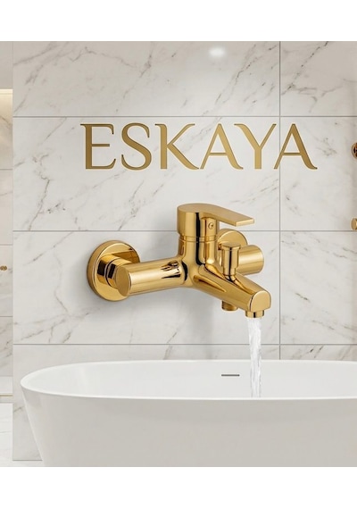 Eshome Gold Altın Kare Robot Duş Seti, Banyo, Mutfak Eviye Ve Lavabo Bataryası Musluğu 4'lü Set