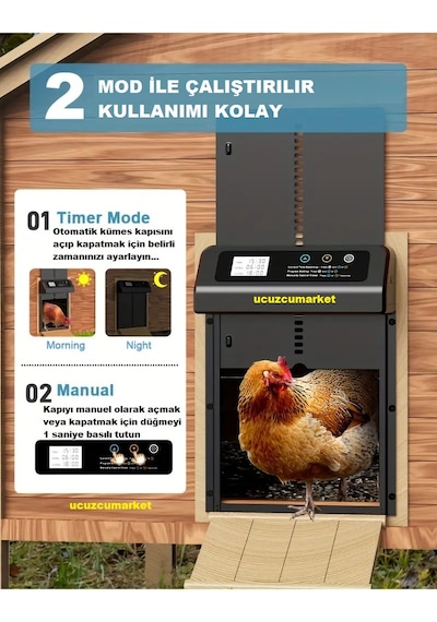 Zaman Ayarlı Digital Ekran Kümes Kapısı Adaptörlü Sıkışma Önleyici