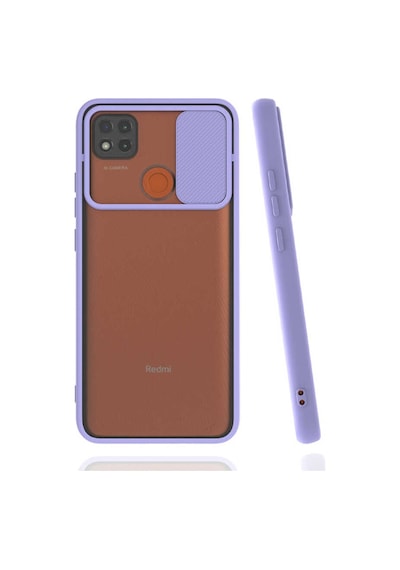 Kilifone - Xiaomi Uyumlu Redmi 9c - Kılıf Slayt Sürgülü Arkası Buzlu Lensi Kapak - Lila