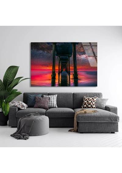 İskele Gün Batımı - Cam Tablo - Deg1299 110 X 70 Cm