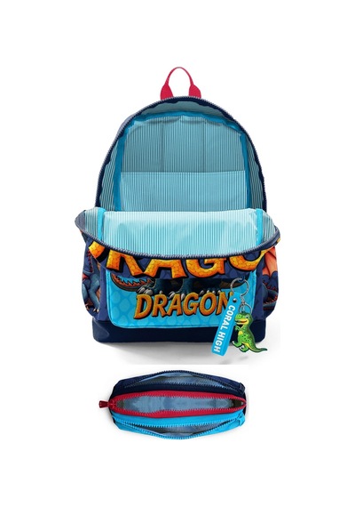 Coral High Okul Sırt Çantası Ve Kalemlik Seti - Mavi Sarı Dragon Desenli Erkek Çocuk Setygn33213c Çok Renkli