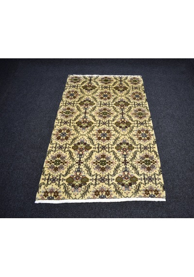 Zehra Abla Halı Yeni El Dokuma Enfes Bej Krem Serpme Çiçekli Batı Anadolu Yün Halı 7187 Çok Renkli