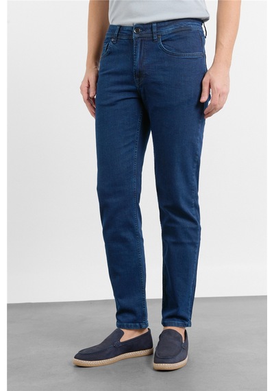 İmza Lacivert Gabardin 5 Cep Düz Paça Casual Slim Fit Pamuklu Denim Pantolon 1023255161