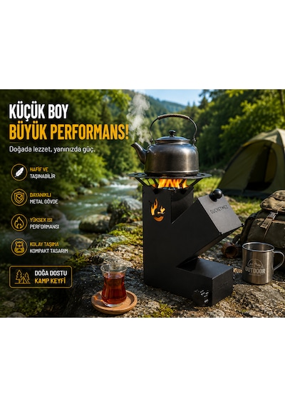 Roket Soba, Rocket Stove 27x21x9,5 Kamp Ocağı, Odun Veya Pelet Kolay Yakıt Besleme Kapağı Ve 800 Derece Isıya Dayanıklı 2 Mm Çelik Üretim Siyah Roket Soba, Rocket Stove 27x21x9,5 Kamp Ocağı, Odun Veya Pelet Kolay Yakıt Besleme Kapağı Ve 800 Derece Isıya Dayanıklı 2 Mm Çelik Üretim Siyah