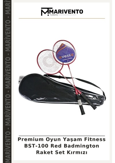 Premium Oyun Yaşam Fitness Bst-100 Red Badmington Raket Set Kırmızı