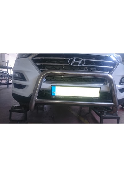 Hyundaı Tucson 2016-2021 Uyumlu - Ön Koruma - Bull Bar - Kartersiz - Alt Borulu - 60 - Barred C