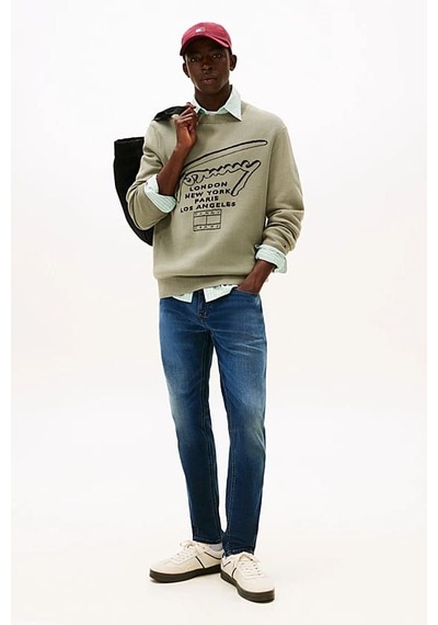 Tommy Hilfiger Erkek Austin Dar Kalıp Daralan Paça Jean Pantolon - Mavi Dee