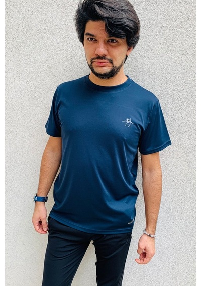 Erkek Lacivert Kardiyo Koşu Fitness Tişört