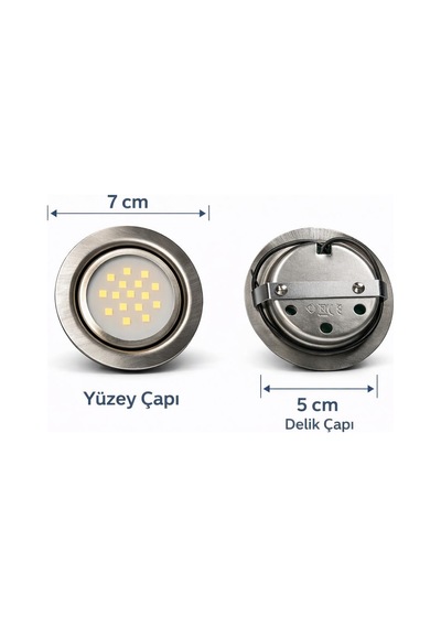 3 Watt Gömme Led Spot 220v Gün Işığı Dolap İçi & Mutfak Altı Aydınlatma Gümüş
