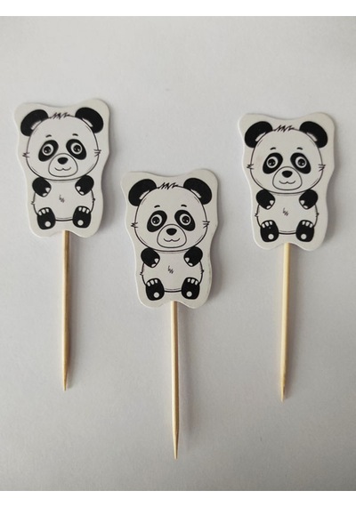 30 Adet Dekoratif Karton Sevimli Panda Şeklinde Pasta Kürdanı 6,5 Cm