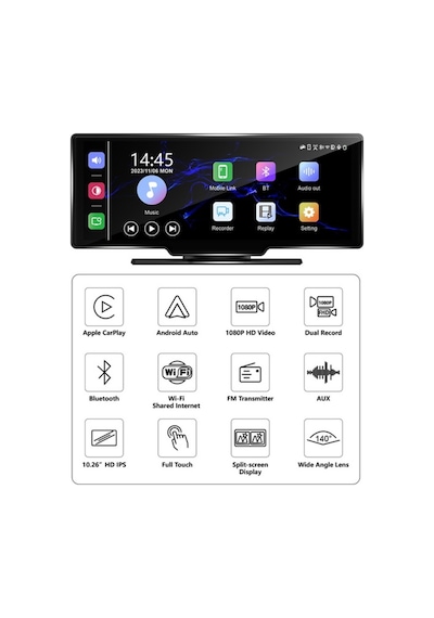 10.26 "ıps Hd Monitör Kablosuz Carplay Android Auto Car Ekran Araç Kamerası Wifi Bluetooth Car Play