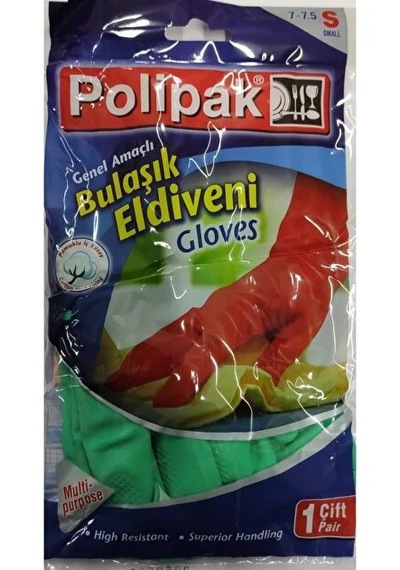 Polipak Bulaşık Eldiveni Gloves S Boy 7-7,5 Yeşil