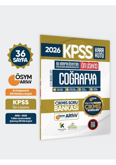2026 Fullönlisans Kpss Coğrafya Kara Kutu ÖSYM Çıkmış Soru Bankası Son 15 Yıl (Sadece Ön Lisans)